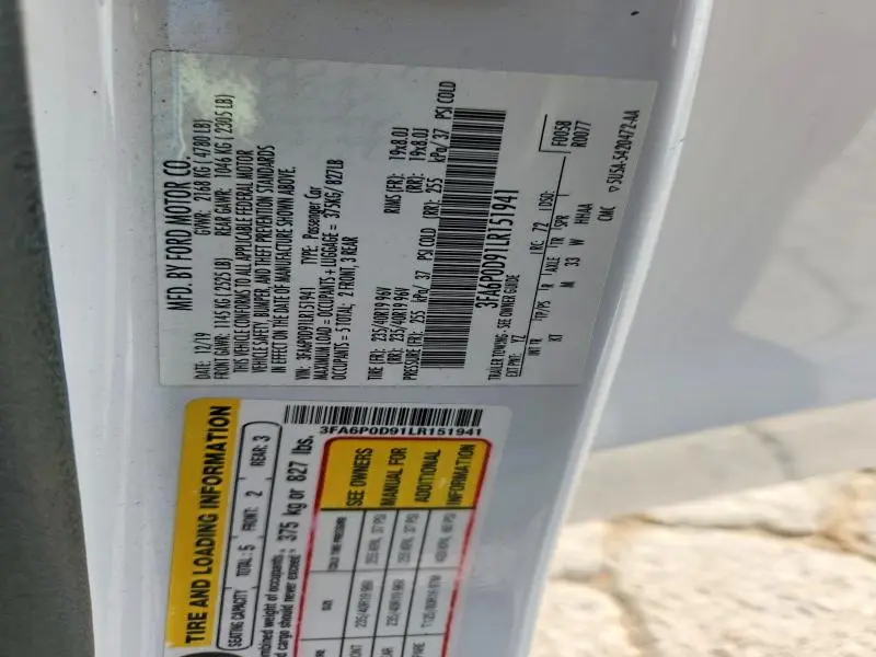 2020 FORD FUSION TITANIUM  