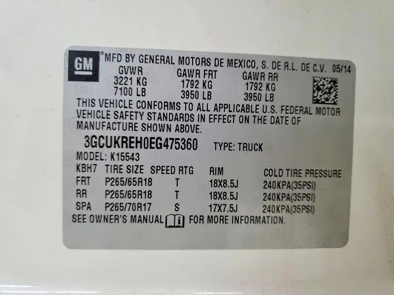 2014 CHEVROLET SILVERADO K1500 LT  