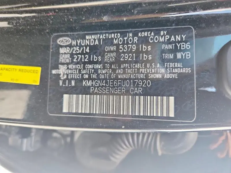 2015 HYUNDAI GENESIS 3.8L  