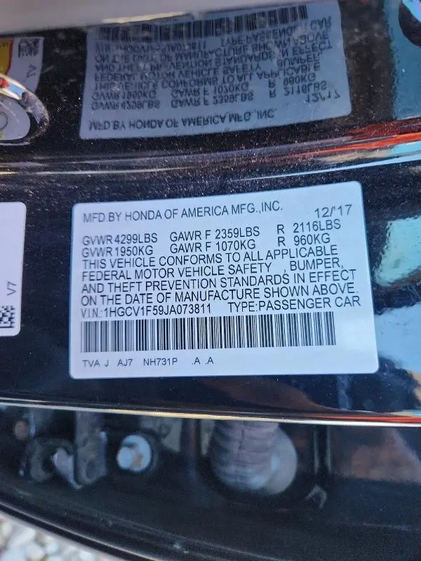 2018 HONDA ACCORD EXL  