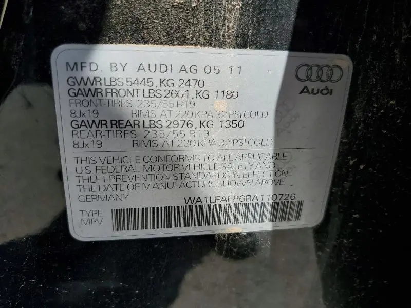 2011 AUDI Q5 PREMIUM PLUS  