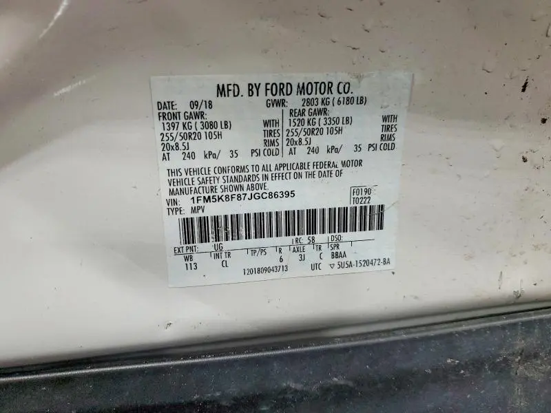 2018 FORD EXPLORER LIMITED  