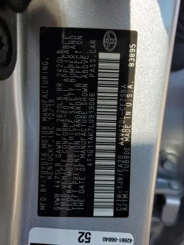 2020 TOYOTA CAMRY SE  