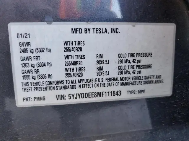 2021 TESLA MODEL Y   
