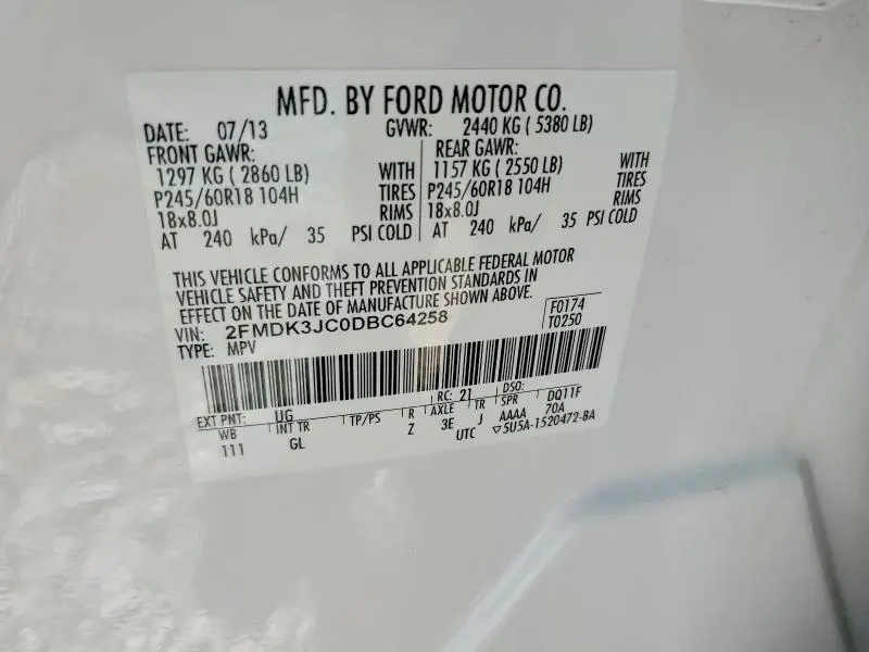 2013 FORD EDGE SEL  