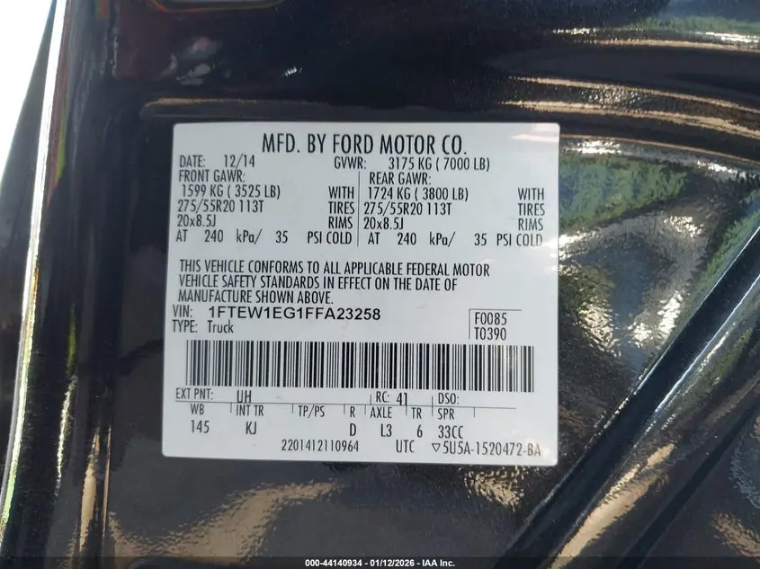 2015 FORD F-150 KING RANCH