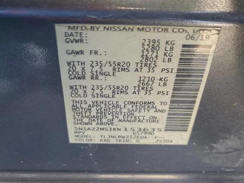 2019 NISSAN MURANO S  