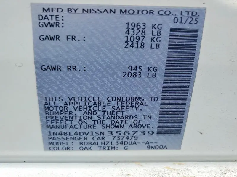 2025 NISSAN ALTIMA SV  