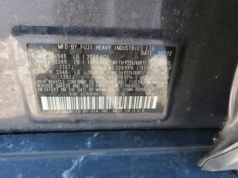 2013 SUBARU OUTBACK 2.5I LIMITED  