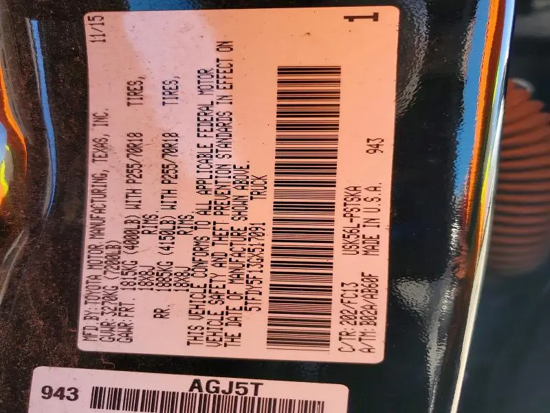 2016 TOYOTA TUNDRA SR5  