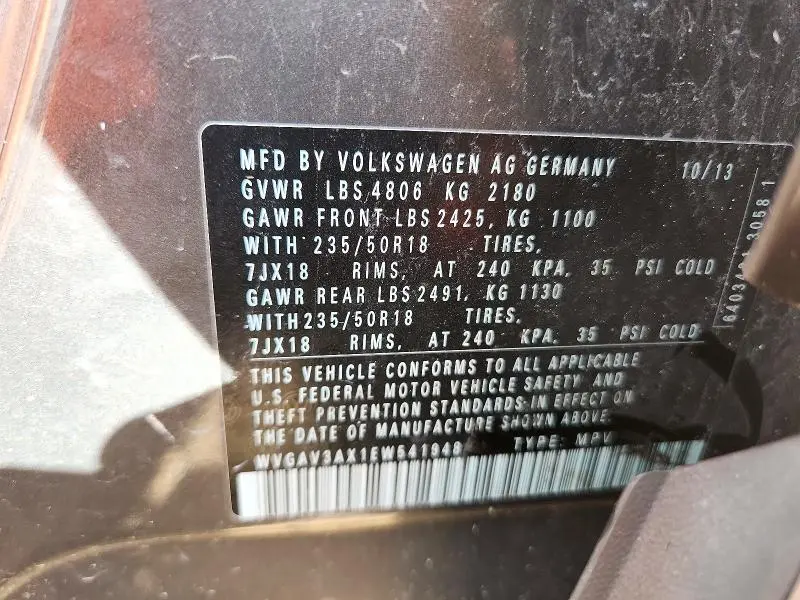 2014 VOLKSWAGEN TIGUAN S  