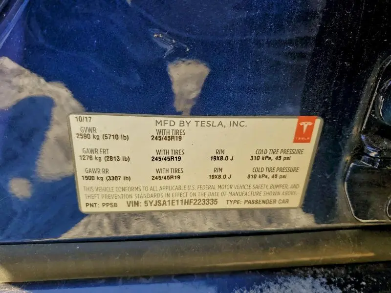 2017 TESLA MODEL S   