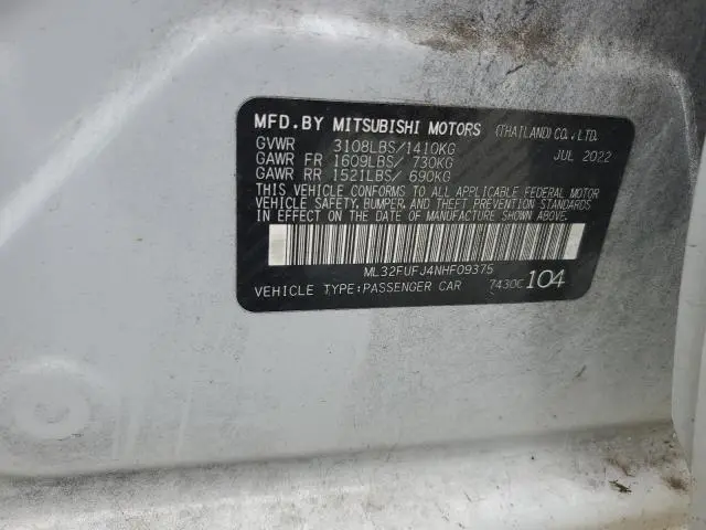 2022 MITSUBISHI MIRAGE G4 ES  