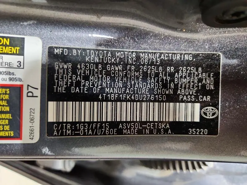 2013 TOYOTA CAMRY SE  