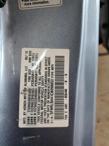 2012 HONDA ODYSSEY EX  