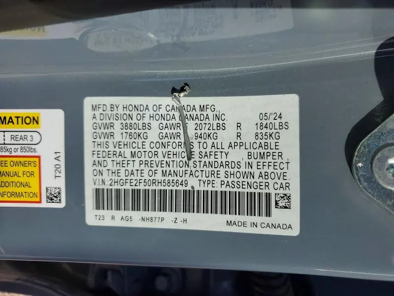 2024 HONDA CIVIC   