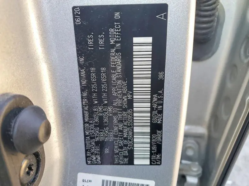 2020 TOYOTA HIGHLANDER L  