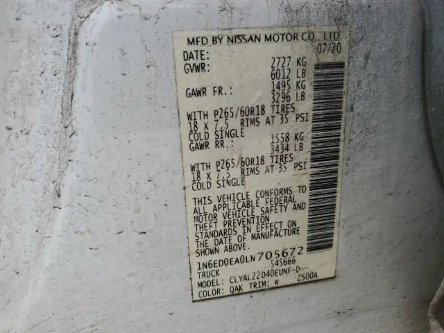 2020 NISSAN FRONTIER S  