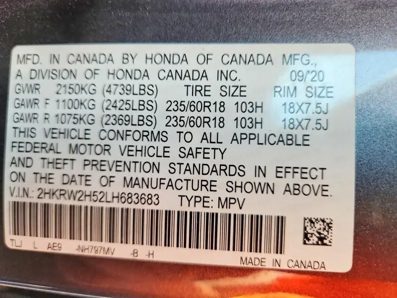 2020 HONDA CR-V EX  