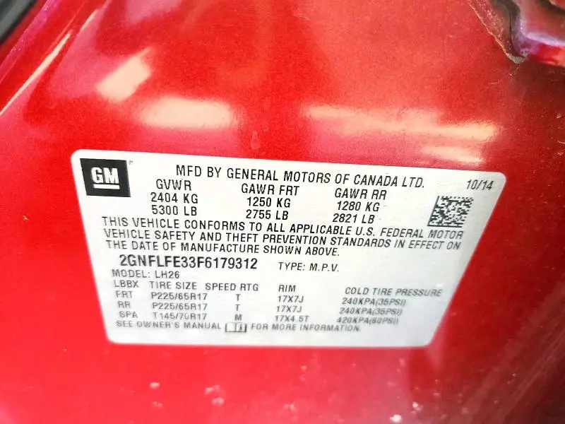 2015 CHEVROLET EQUINOX LT  