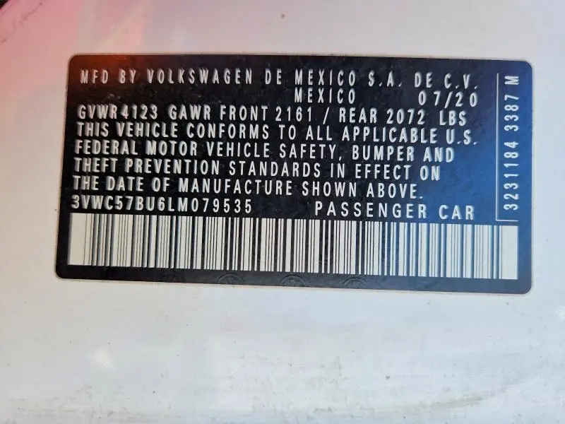 2020 VOLKSWAGEN JETTA S  