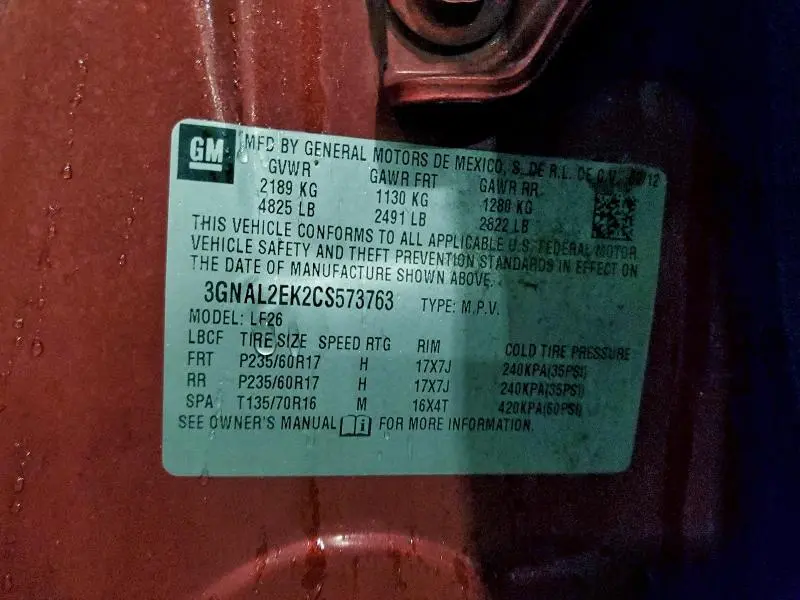 2012 CHEVROLET CAPTIVA SPORT  