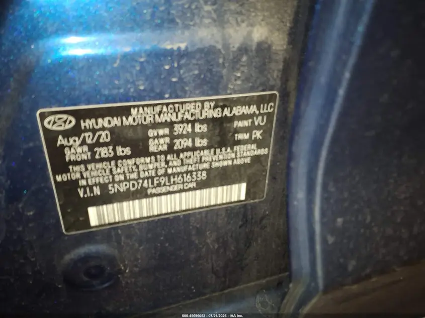 2020 HYUNDAI ELANTRA SE