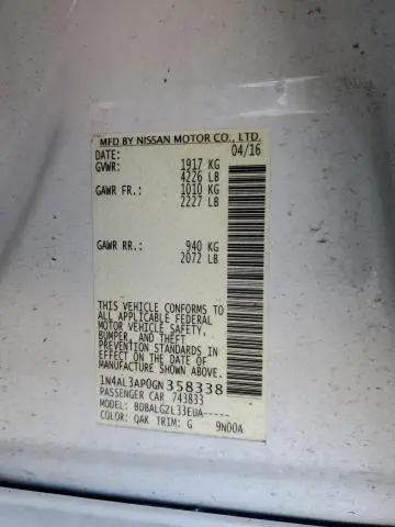 2016 NISSAN ALTIMA 2.5
