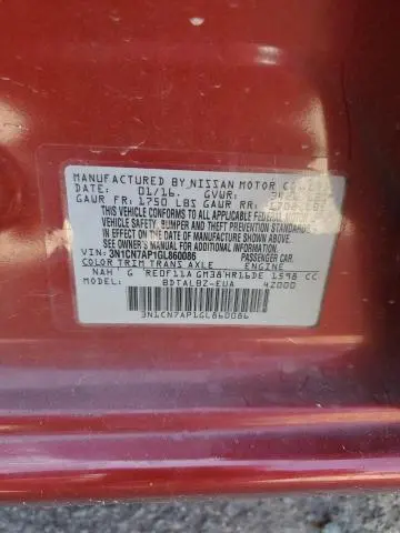 2016 NISSAN VERSA S  