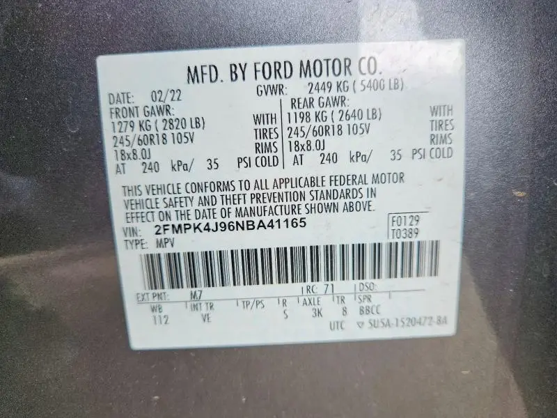 2022 FORD EDGE SEL  