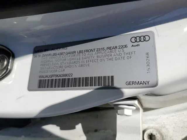 2019 AUDI A3 PREMIUM  