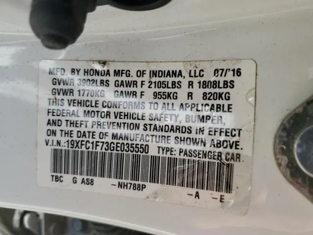 2016 HONDA CIVIC EXL  