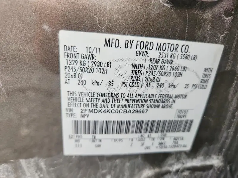 2012 FORD EDGE LIMITED  
