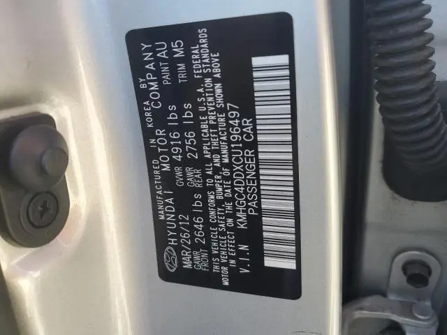 2012 HYUNDAI GENESIS 3.8L  