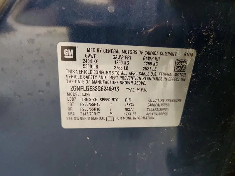 2016 CHEVROLET EQUINOX LTZ  