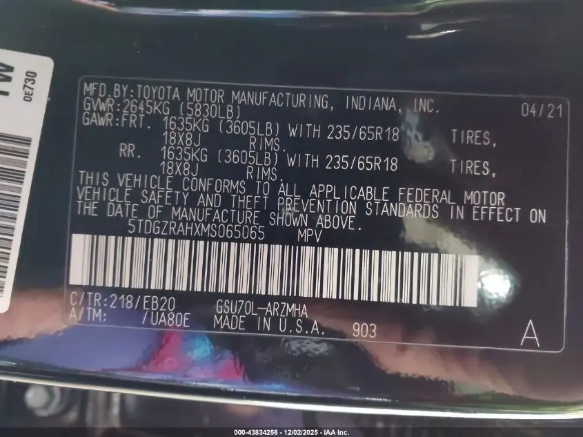 2021 TOYOTA HIGHLANDER XLE