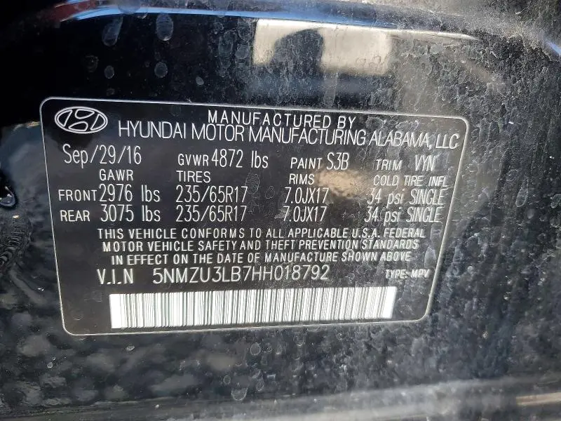 2017 HYUNDAI SANTA FE SPORT   