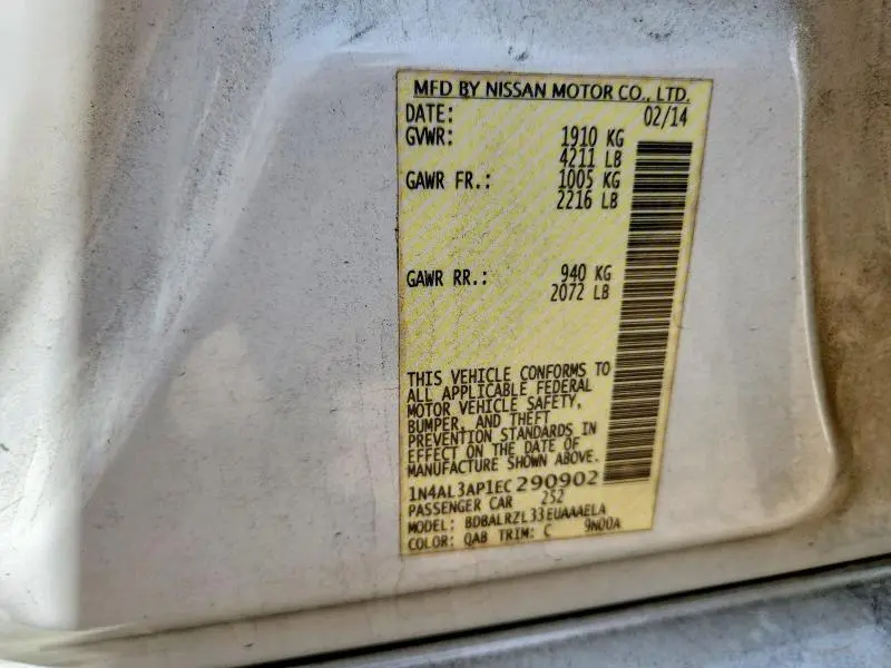 2014 NISSAN ALTIMA 2.5 S  