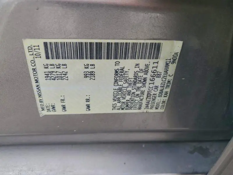 2012 NISSAN ALTIMA BASE  