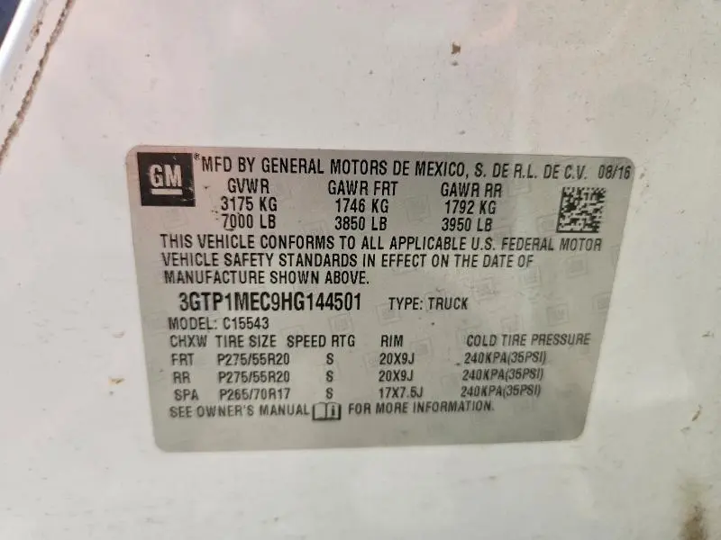 2017 GMC SIERRA C1500 SLE  