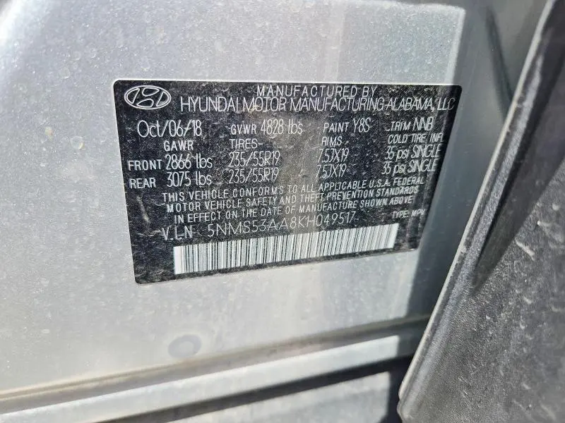2019 HYUNDAI SANTA FE LIMITED 2.0T  