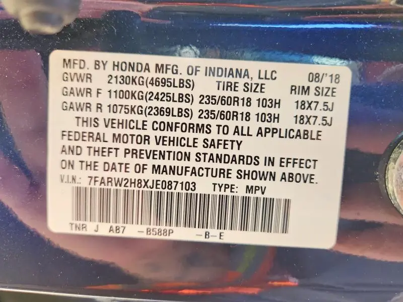 2018 HONDA CR-V EXL  