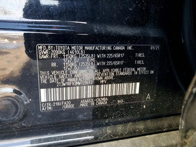2021 TOYOTA RAV4 XLE  