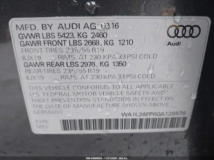 2016 AUDI Q5 2.0T PREMIUM