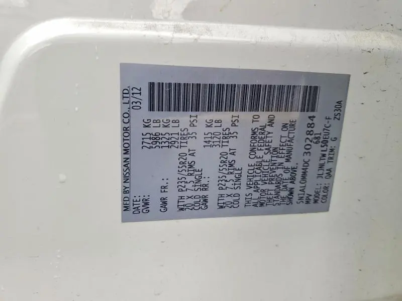 2013 INFINITI JX35 BASE  