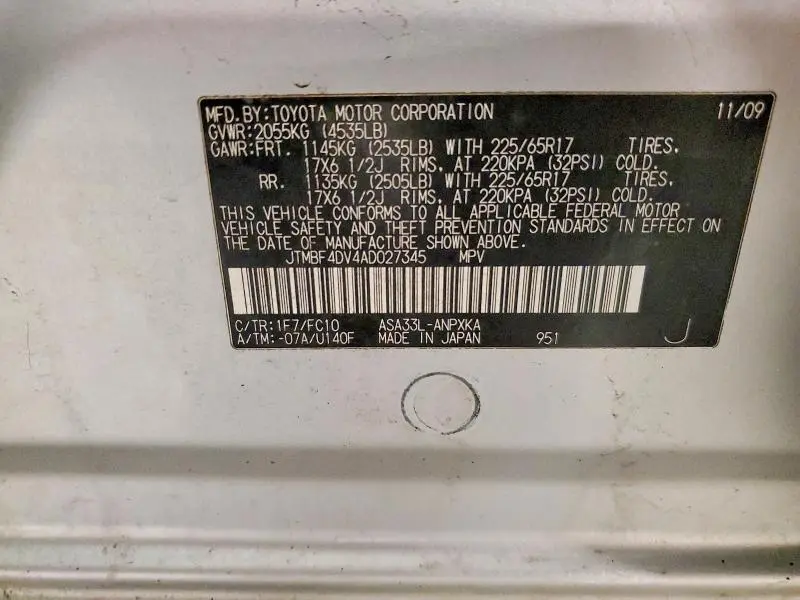 2010 TOYOTA RAV4 BASE  