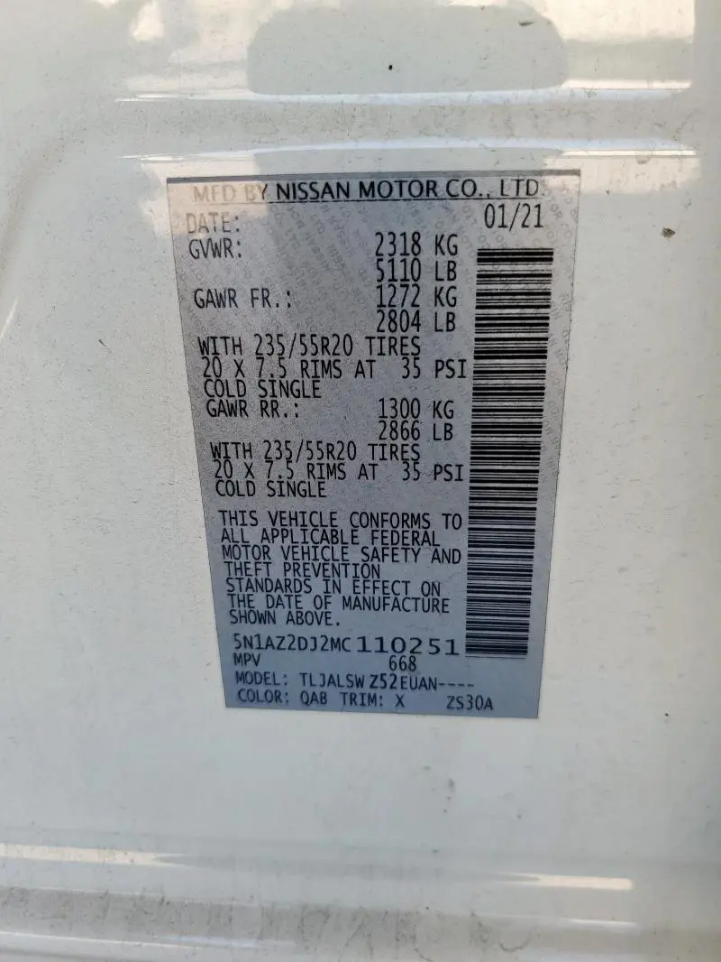 2021 NISSAN MURANO PLATINUM  