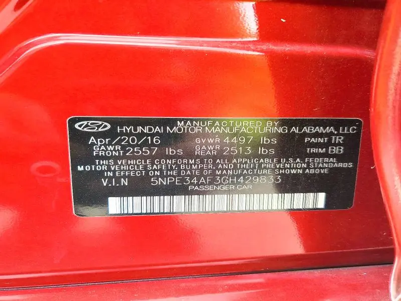 2016 HYUNDAI SONATA SPORT  