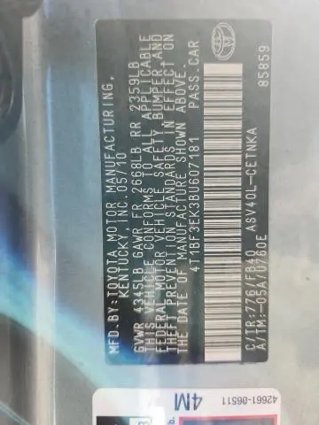 2011 TOYOTA CAMRY BASE  