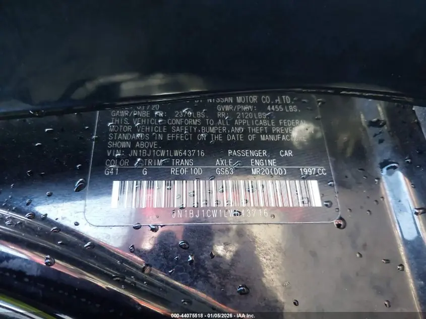 2020 NISSAN ROGUE SPORT SV AWD XTRONIC CVT